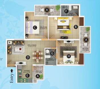 charms castle 1330 sqft floor plan