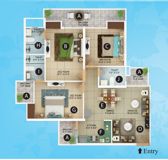 charms castle 1450 sqft floor plan